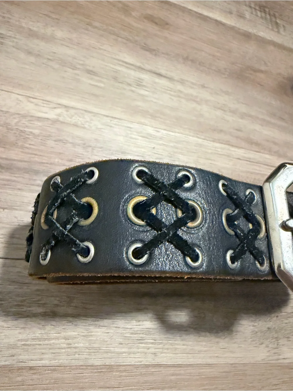 Jeff Gallea Belts Black Leather Braided Belt Sz L Handmade Western Biker 33”-36”